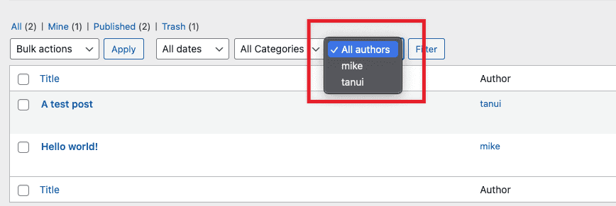 Enhance author filtering by Mike Kipruto